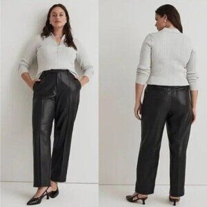MADEWELL x Aimee Song Faux Leather Black Trousers Size 14 NEW